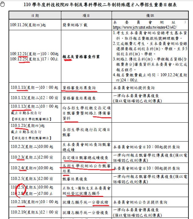 110學年科技校院4年制及專科二年制特殊選才招生日重要程表.JPG